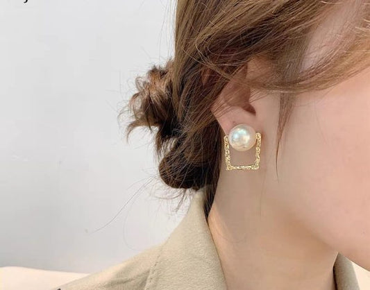 Korean Square Pearl Earrings – Elegant Casual & Ethnic Wear Jewelry for Girls