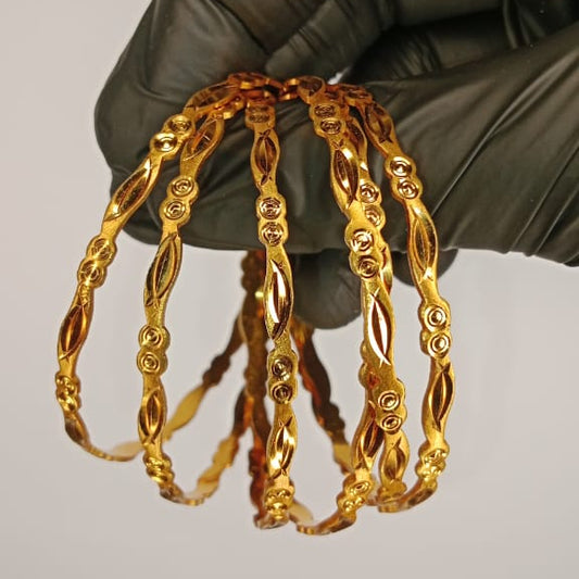 Gold Plated Churiyan Bangles Set – 6-Piece 2.5 Inch Bridal Bangles with Box