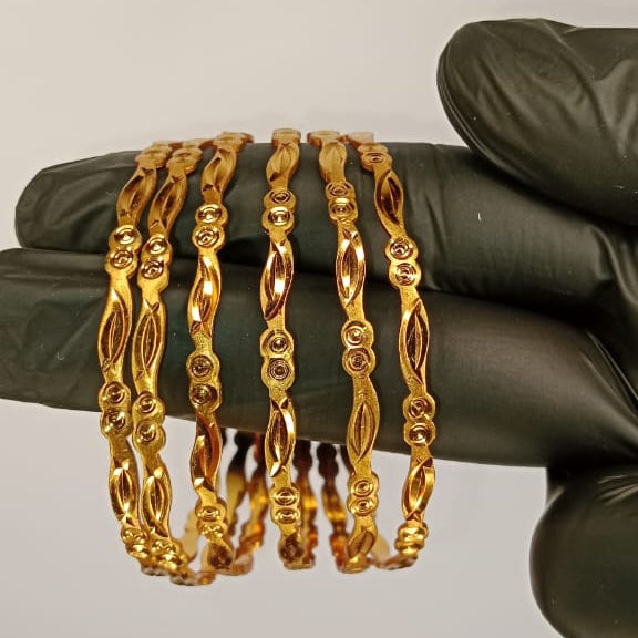 Gold Plated Churiyan Bangles Set – 6-Piece 2.5 Inch Bridal Bangles with Box