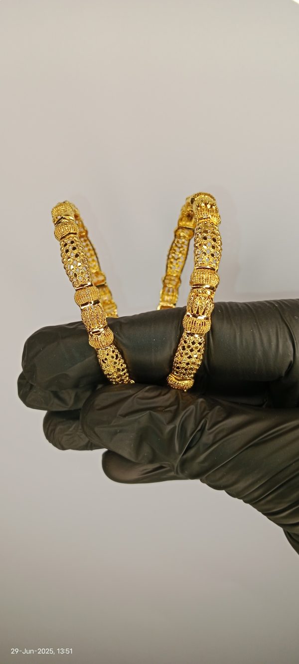 Gold Plated Bangle Pair for Women – 2.5 Inch Elegant Wedding Wear (No Box)