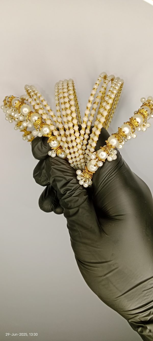 White Pearl Bridal Bangles Set – 2.5 Inch Bangles & Churiyan for Women (No Box)