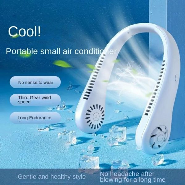 Mini Neck Hanging Bladeless Fan for Women – Rechargeable Summer Air Cooler