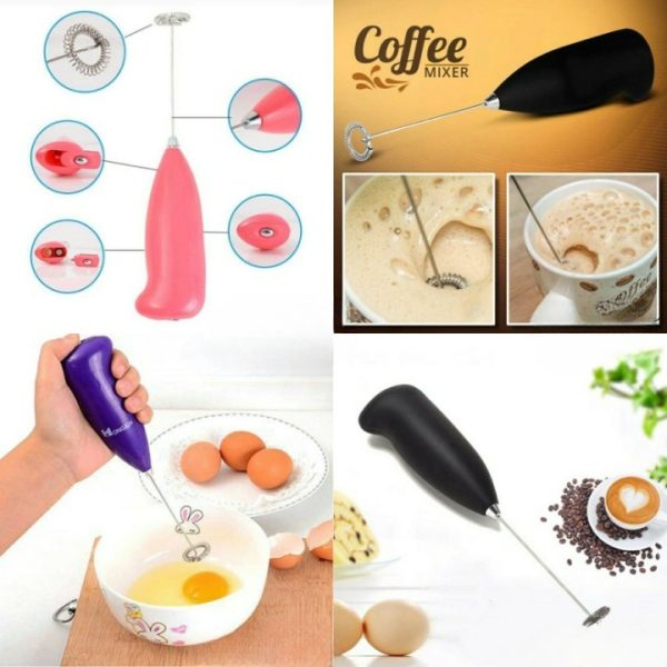 Electric Egg Beater & Coffee Frother – Mini Hand Whisk Mixer – Battery Operated