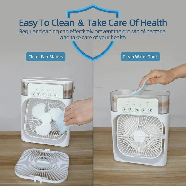 USB Portable Air Cooler Fan for Women with Mist & Humidifier – 9.5″ Random Color
