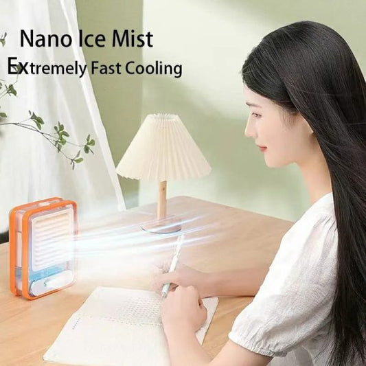 USB Mini Air Cooler – 3-Speed Desktop AC Fan with Humidifier & Purifier Spray