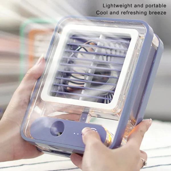 USB Mini Air Cooler – 3-Speed Desktop AC Fan with Humidifier & Purifier Spray