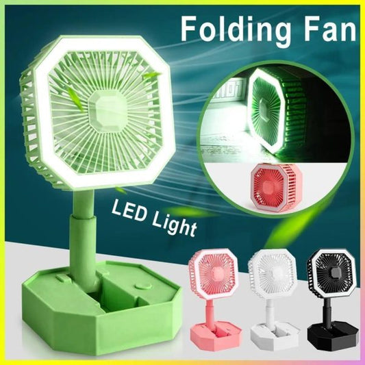 Portable Folding Table Fan – Adjustable Desktop Fan with Night Light (Random)