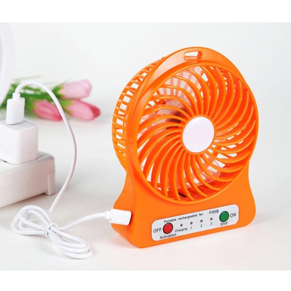 Mini USB Rechargeable Fan – 3-Speed Portable Desktop Cooling Fan (Random Color)