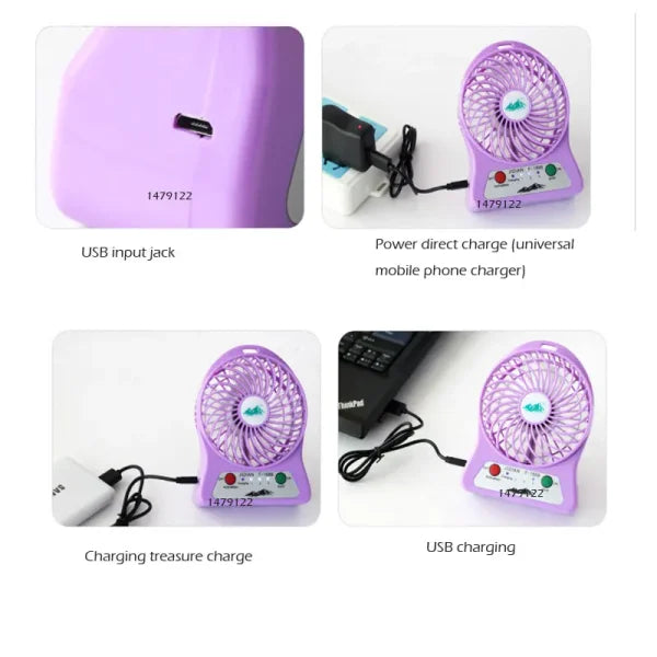 Mini USB Rechargeable Fan – 3-Speed Portable Desktop Cooling Fan (Random Color)