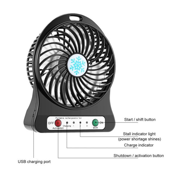 Mini USB Rechargeable Fan – 3-Speed Portable Desktop Cooling Fan (Random Color)