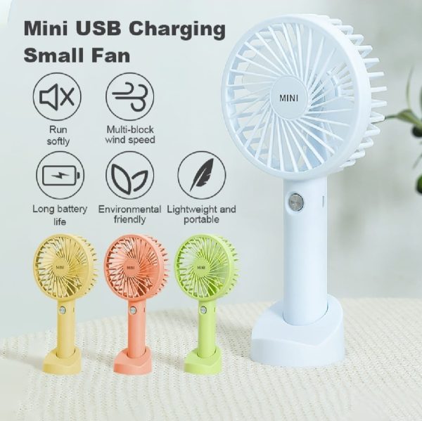 Portable USB Rechargeable Mini Fan – 3-Speed Handheld Cooling Fan (Random Color)