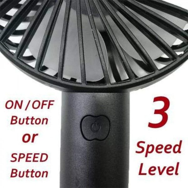 Portable USB Rechargeable Mini Fan – 3-Speed Handheld Cooling Fan (Random Color)