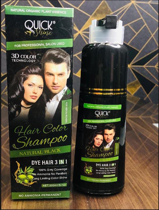 Quick Shine Black Hair Color Shampoo – 200ml | Easy Grey Coverage for Men & Women