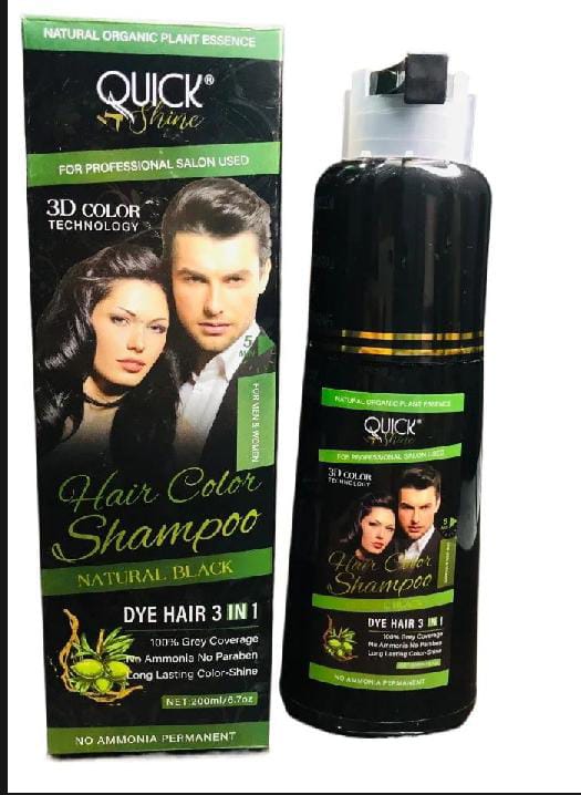 Quick Shine Black Hair Color Shampoo – 200ml | Easy Grey Coverage for Men & Women