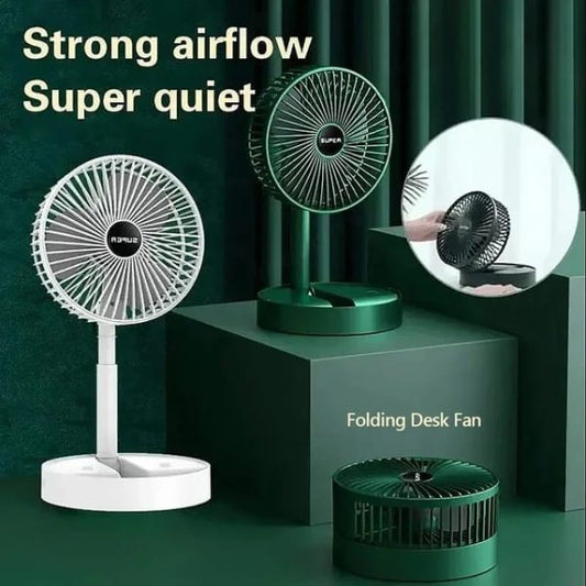 Rechargeable Telescopic Folding Fan – Adjustable Table Fan with 3 Speeds
