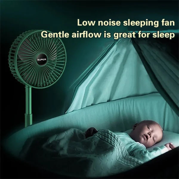 Rechargeable Telescopic Folding Fan – Adjustable Table Fan with 3 Speeds