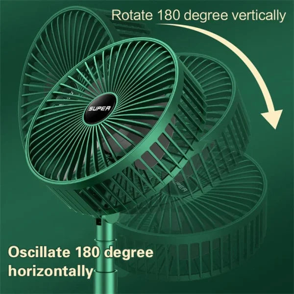 Rechargeable Telescopic Folding Fan – Adjustable Table Fan with 3 Speeds