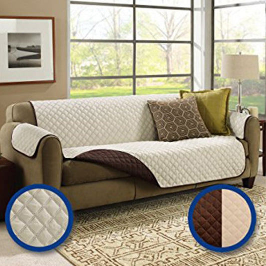 Reversible Double Sofa Cover Brown – Washable Couch Protector for Home Use