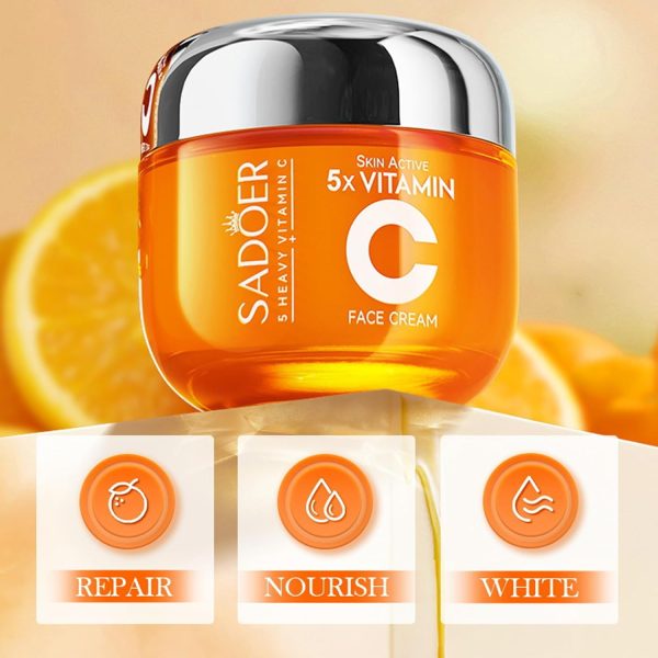Sadoer 5x Vitamin C Whitening Cream – Hydrating & Repairing Moisturizer 50g