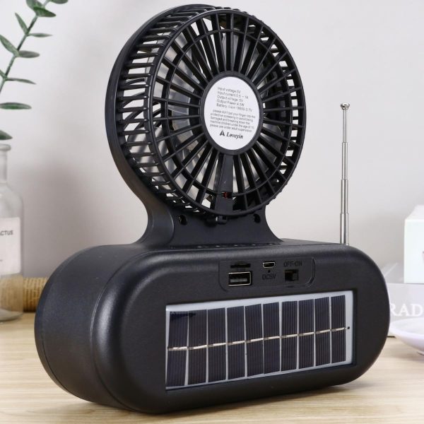 Solar Fan with Bluetooth Speaker – Portable Music, Light & Fan Combo for Women