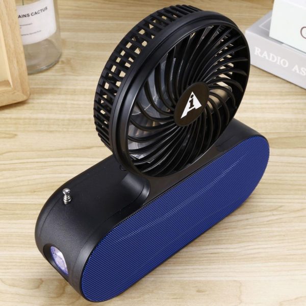 Solar Fan with Bluetooth Speaker – Portable Music, Light & Fan Combo for Women