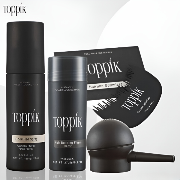 Toppik Hair Building Fiber Kit – 27.5g Fiber + Hold Spray + Applicator + Hairline Comb