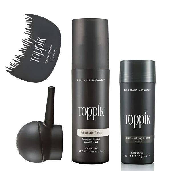 Toppik Hair Building Fiber Kit – 27.5g Fiber + Hold Spray + Applicator + Hairline Comb