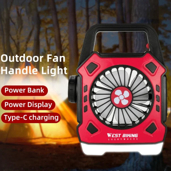 Camping Light Fan Power Bank – Rechargeable Mini Fan with Flashlight (Random)