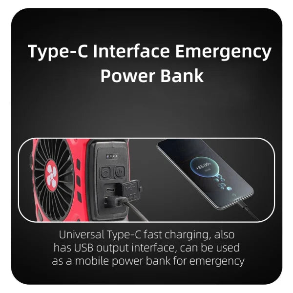 Camping Light Fan Power Bank – Rechargeable Mini Fan with Flashlight (Random)