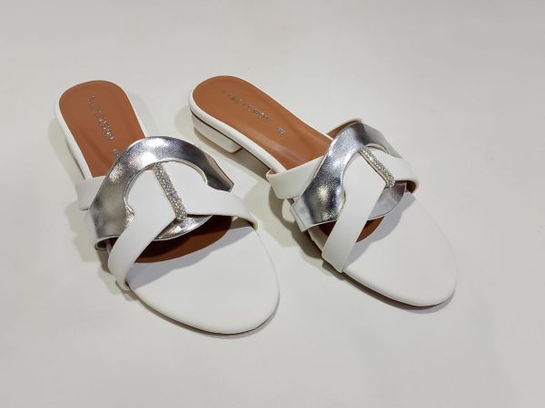 White & Silver Premium Women’s Slippers | Elegant, Stylish & Comfortable