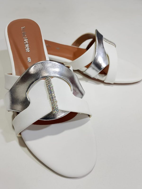 White & Silver Premium Women’s Slippers | Elegant, Stylish & Comfortable