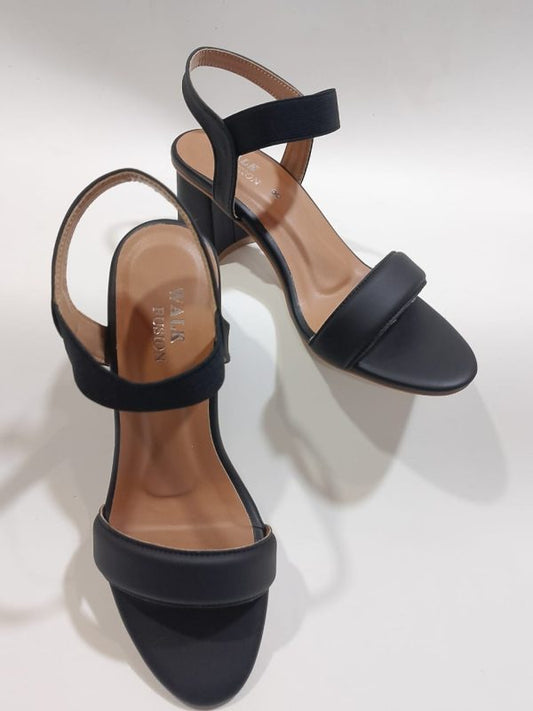 Women’s Black Heel Sandals | Open Toe & Comfortable Strap Design – Elegant